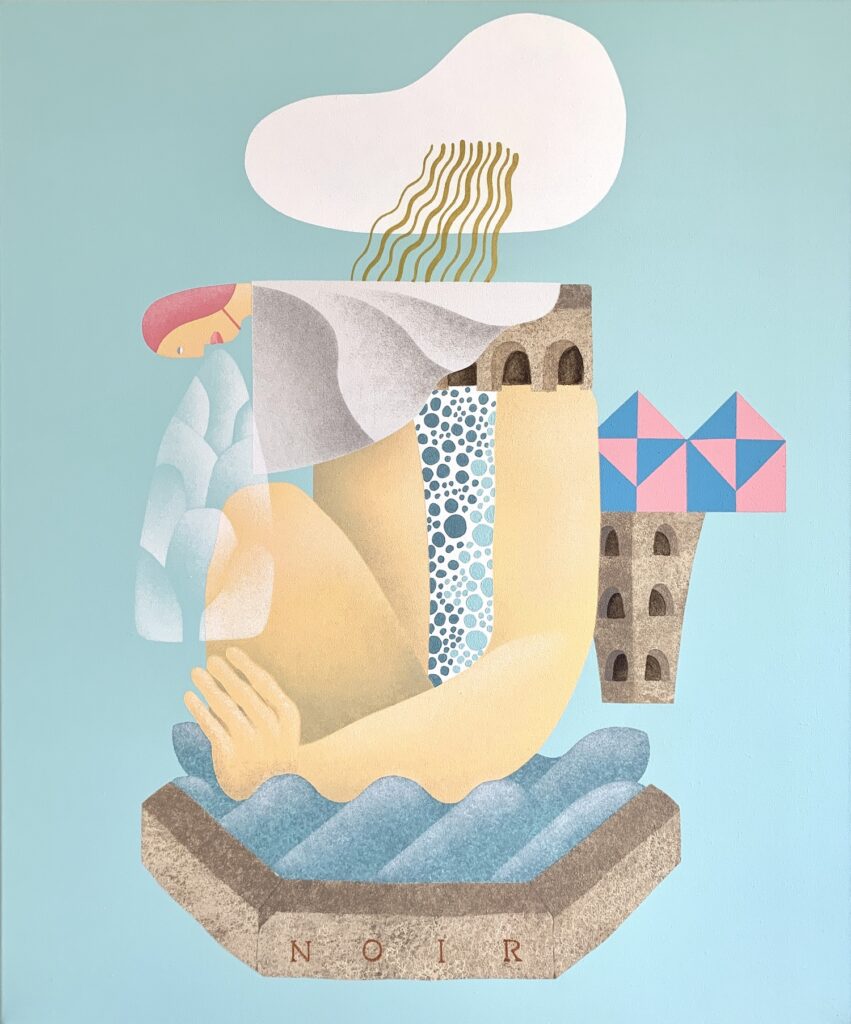 GoSuga, BEFORE THE BIG BANGER, 2024, Acrylic on canvas, 76 × 92 cm